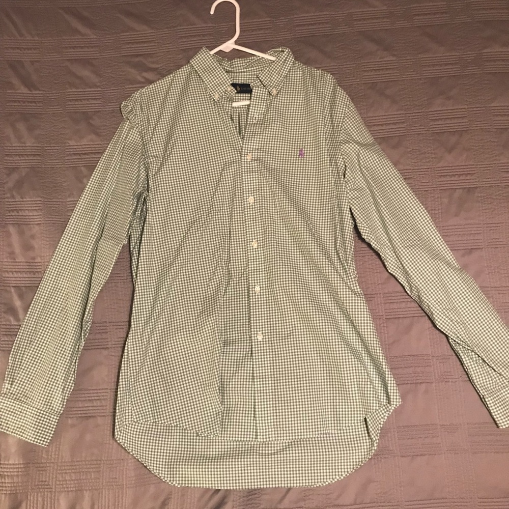 Men’s Green and white checkered Polo